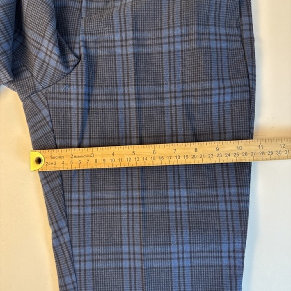 NWT Free Assembly Crop Kick Flare Trouser Women Size 2 Blue Plaid Cotton Stretch - Picture 11 of 15